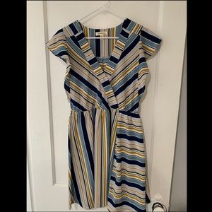 Striped blue and yellow dress